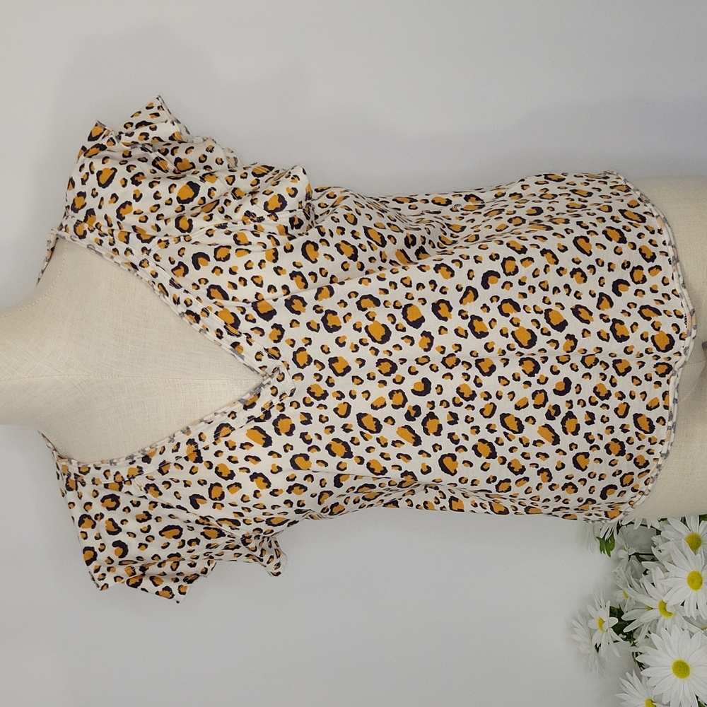 Maeve by Anthropologie Leopard Print Top SZ L/P